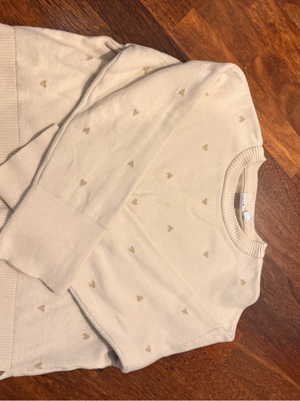 GAP Cream Crewneck Sweater with Gold Heart Accents